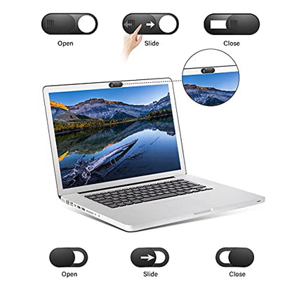 ZUCUCUC Laptop Camera Cover Slide, 12 Pack Webcam Cover, Phone Camera Cover, Ultra-Thin Computer Slide - Fits Most Laptop, Desktop, PC, Tablet, Smartphone to Protect Your Privacy and Security - color: Black (Small 6 Pcs+Large 6 Pcs)