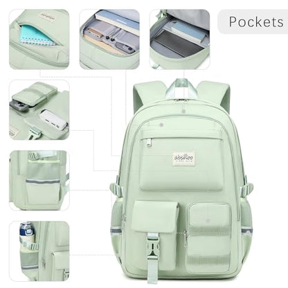 abshoo School Backpack for Girls Bookbag with Lunch Bag Teen Girls School Bag Travel Daypack (Olive Green) - color: Olive Green