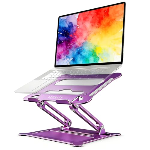 Adjustable Laptop Stand for Desk, 10-15.6“ Laptop Riser, Purple | Sturdy Aluminum Foldable Stand, Heat-Dissipation Design, Ergonomic Holder Fits MacBook/Dell/HP/Lenovo for Home/Office. - color: E-Purple