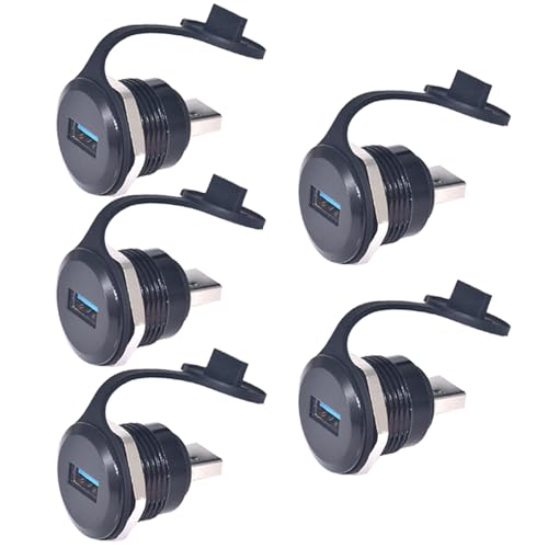 PENGLIN 5PCS USB3.0 Male to Female Converter Extender Connector | 5Gbps Super Fast Transfer,Bulkhead Pass-Through Design,Zinc Alloy Wear-Resistant Shell,Nut Lock Bulkhead Mount - size: USB 3.0(5PCS)-Single port