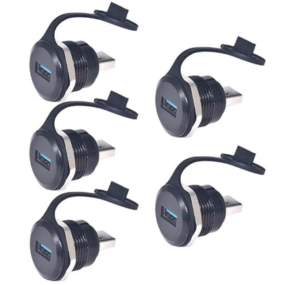 PENGLIN 5PCS USB3.0 Male to Female Converter Extender Connector | 5Gbps Super Fast Transfer,Bulkhead Pass-Through Design,Zinc Alloy Wear-Resistant Shell,Nut Lock Bulkhead Mount - size: USB 3.0(5PCS)-Single port