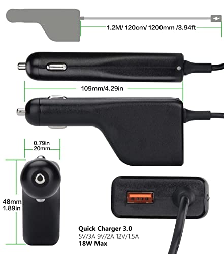 Car Laptop Charger Compatible Cigarette Lighter with Lenovo Thinkpad T460 T470 T470S T431S T440 T440S T440P T450 T460S E531 E570 E560 L470 L460 L440 X270 X250 X240 G40 G50; Yoga 2 11 11s 13 2 Pro 13