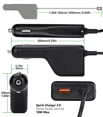Car Laptop Charger Compatible Cigarette Lighter with Lenovo Thinkpad T460 T470 T470S T431S T440 T440S T440P T450 T460S E531 E570 E560 L470 L460 L440 X270 X250 X240 G40 G50; Yoga 2 11 11s 13 2 Pro 13