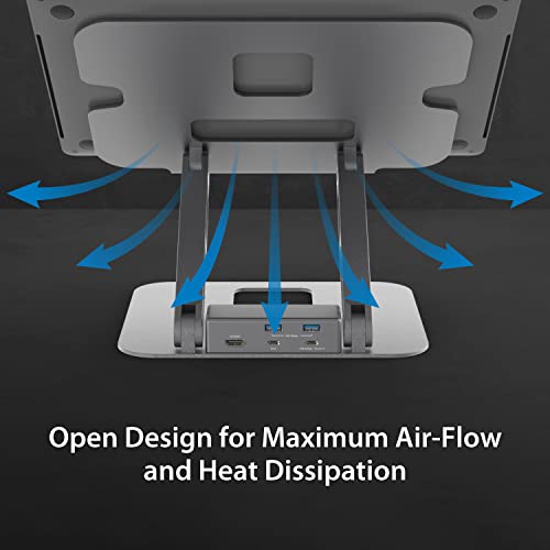 j5create Laptop Stand with USB C 4K HDMI Display Hub - 2 USB A 5Gbps, PD 100W with USB-C 5Gbps | Aluminum Computer Riser for MacBook and Windows Notebook (JTS327) | 2 USB A 5Gbps, PD 100W with USB-C 5Gbps | Aluminum Computer Riser for MacBook and Windows
