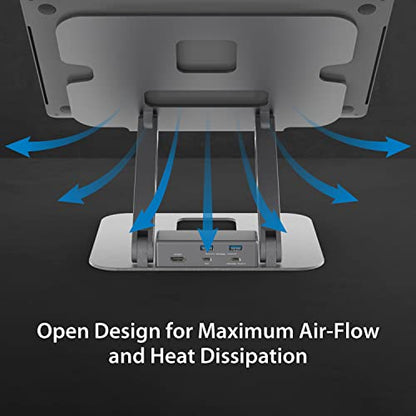 j5create Laptop Stand with USB C 4K HDMI Display Hub - 2 USB A 5Gbps, PD 100W with USB-C 5Gbps | Aluminum Computer Riser for MacBook and Windows Notebook (JTS327) | 2 USB A 5Gbps, PD 100W with USB-C 5Gbps | Aluminum Computer Riser for MacBook and Windows