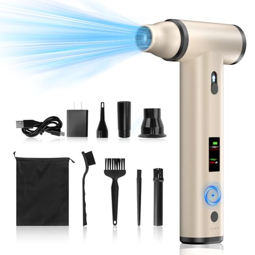 Electric air Duster with Fast Charger (5V/2A),185000 RPM High Rechargeable Brushless Motor Durable Blower, 10000mAh Aluminum Alloy Compressed Air Duster with LCD Screen for PC,Car,Outdoor