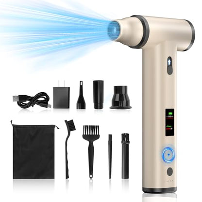 Electric air Duster with Fast Charger (5V/2A),185000 RPM High Rechargeable Brushless Motor Durable Blower, 10000mAh Aluminum Alloy Compressed Air Duster with LCD Screen for PC,Car,Outdoor