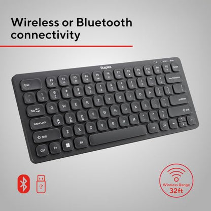 STAPLES TECH Mini Slim Wireless Keyboard, Black - style: Mini