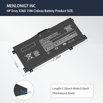 LK03XL 916814-855 l09281-855 Battery for HP Envy X360 15m-bp1xx 15m-cn0xxx 15-cn0xxx 15m-cp0xxx 17m-ae0xx 17-bw 17m-ae111dx 15m-cn0012dx 15m-cn0011dx 15m-bq021dx 15m-bp112dx 916368-421 - size: 7.35 x 3.5 x 0.5 inches LK03XL BATTERY