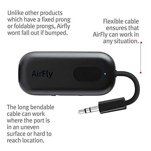 Twelve South AirFly Pro Bluetooth Wireless Audio Transmitter/Receiver for up to 2 AirPods/Wireless Headphones; Use with Any 3.5 mm Audio Jack, Black - color: Black, style: AirFly Pro
