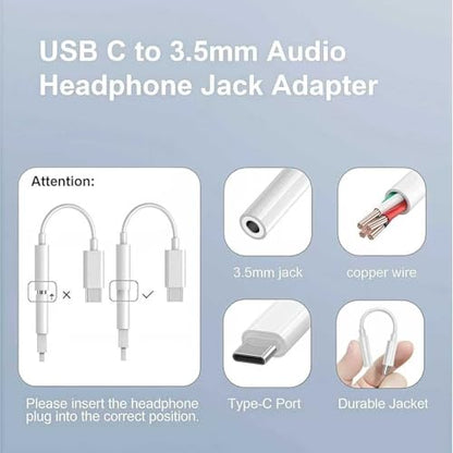 5 Pack Usbc to 3.5mm Jack Audio Adapter,The Headphone Adapter to USB C Compatible with iPhone 17/16/15 Series,Samsung Galaxy S25,S24,S23 Ultra,Note 20,iPad Pro,MacBook,Pixel XL and More - size: 5 Pack usb c to 3.5mm audio adapter