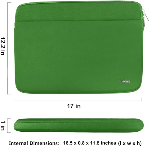 Laptop Sleeve 17 Inch, Shockproof Protective Notebook Case with Accessory Pocket, Briefcase Carrying Bag Compatible with 17-17.3 Inch Laptop, Computer, Notebook, Green - color: Green, size: 17 Inch