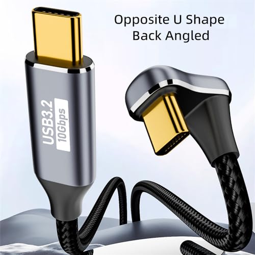 cablecc 10Gbps 100W USB-C USB 3.1 Type C Male to Male Extension Data Cable Opposite U Shape Back Angled with Sleeve 300CM - style: U Shape Angled 300CM