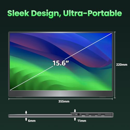 cocopar Portable Monitor IPS Travel Monitor with USB-C HDMI Portable Screen for Laptop MacBook Surface PC PS4/5 External Display with Kickstand, VESA Mountable, 15.6 Inch - size: 15.6 Inch