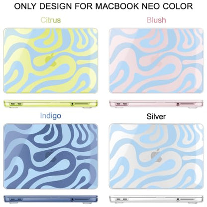 Compatible with MacBook Neo 13 inch (2026 Release A3404) (A18 Pro) with Liquid Retina Display, Printed Slim Protective Case with Screen Protector & Keybaord Cover, Swirling Texture - color: Swirling texture