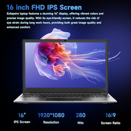 16 inch Laptop Computer,8GB RAM 256GB SSD Storage Laptop PC,with AMD A9 Processor(up to 3.2GHz),IPS FHD Display,Win11,Students & Work Notebook Computer, Cooling System, 9000mAh Battery