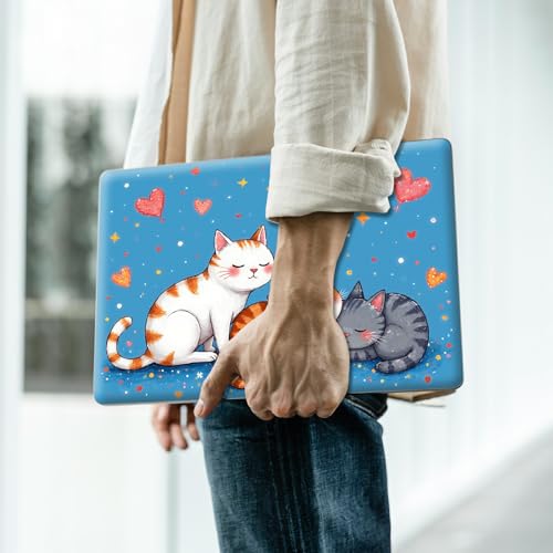 Reusable Universal Laptop Skin Sticker, Cut to Fit for 11.6–15.6 Inch Laptops, Waterproof Protective Film, No-Residue - Cute Cats in Love - color: Cute Cats in Love