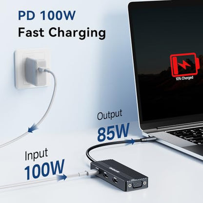 USB C Docking Station Dual HDMI Monitor Adapter 8-in-1 USB C HUB 3 Monitors Adapter with 4K HDMI +VGA +PD100W+Audio Laptop Docking Station for Dell/Lenovo/HP/Samsung/ASUS (Black) - color: Black