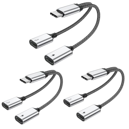 MOGOOD USB-C Splitter - 2x USB-C Ports, Adapter for Mac, Xbox One, PS5, Laptop - color: Silver, size: 3pack
