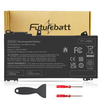Futurebatt RE03XL L32656-005 Battery Replacement for HP ProBook 430 440 445 450 455R G6 430 440 445 450 G7 Notebook Battery L32407-AC1 L32407-2B1 L32407-541 HSTNN-OB1C HSTNN-UB7R HSTNN-DB9A RFO3XL - size: RE03XL 9.88×4.72×1.30 in
