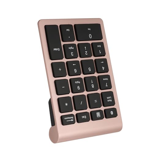 Dioche 22 Keys USB Keypad Numeric, Numpad Mini Financial Accounting Rechargeable Keypad Numpad Number Pad Mini Keyboard for Laptop Desktop PC Notebook (Rose Gold)