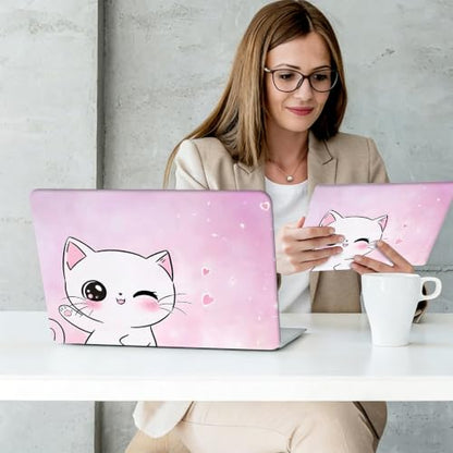 Laptop Skin Sticker Decal Cover,Cute Pink Cat | DIGTIALL Universal Laptop Skin Sticker, Waterproof Removable Notebook Decal Protector Cover for 12 13 14 15 Inch Laptops - color: Cute Pink Cat