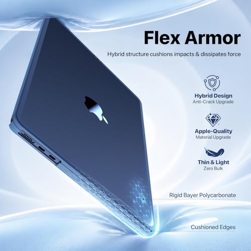 Soonjet FlexArmor for MacBook Air 13 inch Case | M5 M4 M3 M2 2026 2025-2022 | Hybrid Design, Cushioned Edges | Anti-Crack Upgrade | Ultra-Thin Cover Laptop Hard Shell 13.6'' | Midnight Blue Clear - color: Midnight Clear