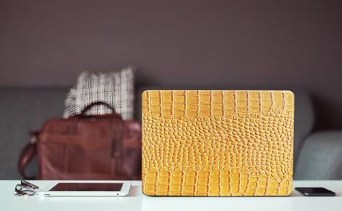 Crocodile Case for MacBook Air 13 inch 2026 M5, 2022-2025 M4/M3/M2 | Model A3449 A3240 A3113 A2681, Texture Crocodile Aligator Skin Snakeskin PU Leather Hardshell Case & Keyboard Cover, Yellow - color: # Shiny Yellow Crocodile