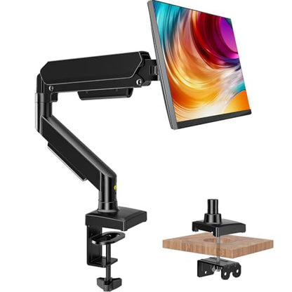 Single Monitor Mount, Gas Spring Arm for 17-32 inch Screens Adjustable Monitor Stand, Vesa Mount Stand with Clamp and Grommet Aluminum Base - Fits 4.4 to 22lbs LCD Computer Monitors HD09B-001 - size: Single monitor arm