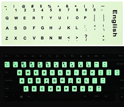 2PCS Pack Universal English Keyboard Stickers Glow in The Dark, Keyboard Letters Stickers for Computer Laptop Notebook Desktop (English-Glow) - color: English-Glow