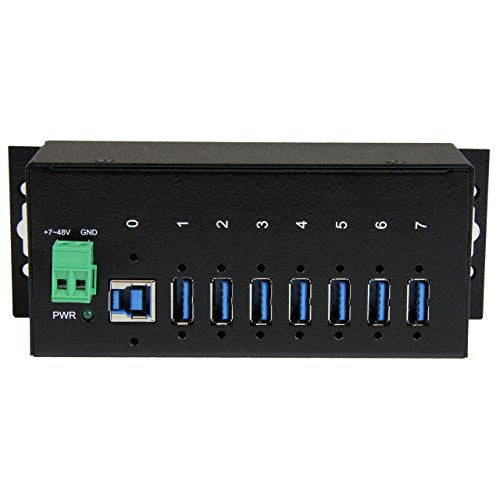 StarTech.com 7-Port USB 3.0 Hub - 5Gbps - Metal Industrial USB-A Hub with ESD Protection & 350W Surge Protection - Din Rail Wall or Desk Mountable - TAA Compliant USB Expander Hub (ST7300USBME) | Metal housing, 15kV ESD and 350W surge protection, DIN rail