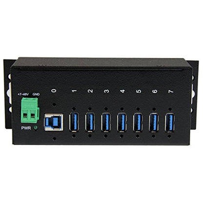StarTech.com 7-Port USB 3.0 Hub - 5Gbps - Metal Industrial USB-A Hub with ESD Protection & 350W Surge Protection - Din Rail Wall or Desk Mountable - TAA Compliant USB Expander Hub (ST7300USBME) | Metal housing, 15kV ESD and 350W surge protection, DIN rail