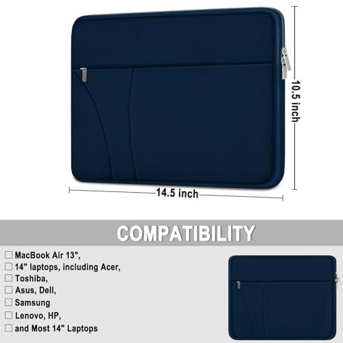 Laptop Sleeve 14 inch, Slim Traveling Laptop Case Cover with Zippered Pocket, Shockproof Protective Carrying Briefcase Computer Bag for 14" MacBook Air/Pro, HP, Dell, Lenovo, Acer, Deep Blue - color: Deep Blue, size: 14 inch