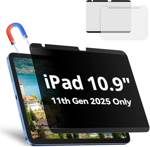 Magnetic Privacy Screen Protector Compatible with iPad A16 (10/11th Generation) 10.9 /11Inch 2022/2025 , Anti Glare Shield Anti Blue Light Filter, Bubble-Free Film Easy Install Black Security Guard - size: iPad 10.9 Inch