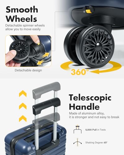 Lekesky 16 Inch Underseat Carry On Luggage Airline Approved, A-Blue | Durable ABS, Small Underseat Carry-on Luggage with TSA Lock Spinner Wheels, Personal Item Luggage Removable Wheels for Travel - color: A-Blue, size: 16 Inch