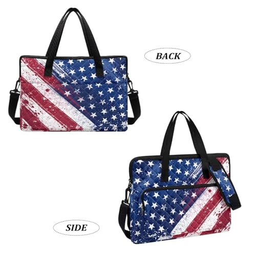 Laptop Sleeve, Laptop Cover with Adjustable Strap Computer Bag Tablet Notebook Sleeves Handbag Messenger Briefcase - color: American Flag Prints
