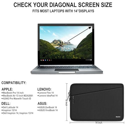 Laptop Sleeve, Traveling Water Resistant Carrying Computer Bag with Pocket | Laptop Sleeve, Shockproof Protective Carrying Notebook Bag Compatible for 14 In MacBook Air/Pro, HP, Lenovo, Dell, ASUS - color: Black, size: 15.6 Inch