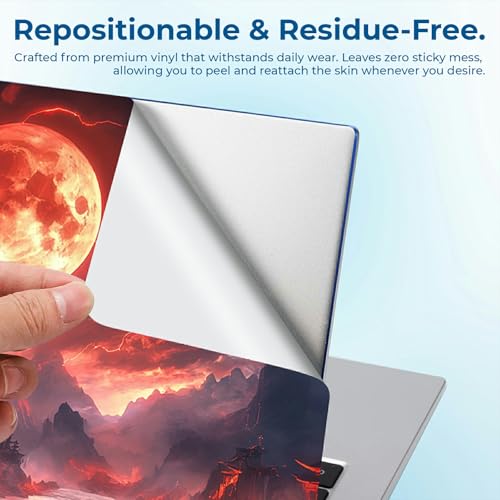 Reusable Universal Laptop Skin Sticker, Cut to Fit for 11.6–15.6 Inch Laptops, Waterproof Protective Film, No-Residue - Crimson Moon - color: Crimson Moon