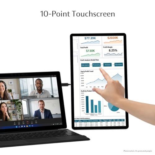 SOTSU FlipAction Touch 14" Portable Monitor | FHD IPS 10-Point Touchscreen | 400 Nits | 100% sRGB | Rotatable | Robust & Lightweight | Tempered Glass | USB-C & Mini HDMI | for Windows, Android & DeX - color: Metallic Gray Touch