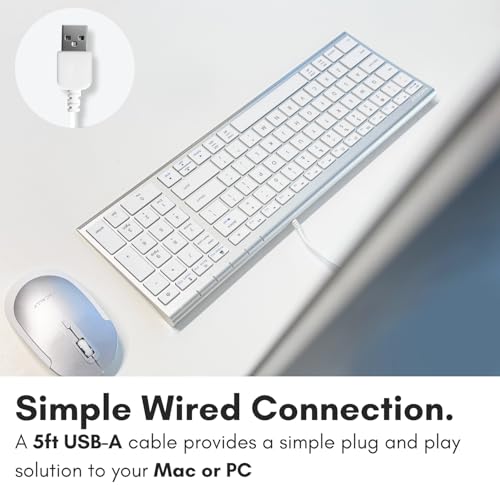 Macally Wired Keyboard for Mac, Compatible Apple Keyboard with Numeric Keypad - Slim, Space-Saving Design for MacBook Pro/Air Laptop, Mac mini, iMac Replacement