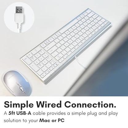 Macally Wired Keyboard for Mac, Compatible Apple Keyboard with Numeric Keypad - Slim, Space-Saving Design for MacBook Pro/Air Laptop, Mac mini, iMac Replacement
