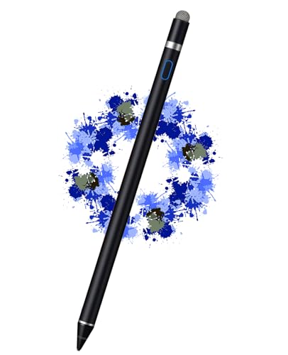 Stylus Pen for iPad, DOGAIN iPad Pencil for Touchscreen with Dual Touch Function, Active Digital Fine Point Pad Pen Compatible with Pad/Pro/Air/Mini/iPhone/Samsung//iOS/Android and More - Black - color: Black Pen with Fiber Cap
