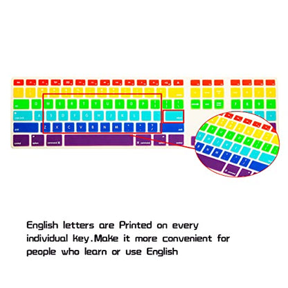 HRH Rainbow Mix Silicone Keyboard Skin Cover for iMac Wired USB Full Size Keyboard with Numeric Keypad A1243(G6 MB110LL/B and MB110LL/A) - color: Rainbow
