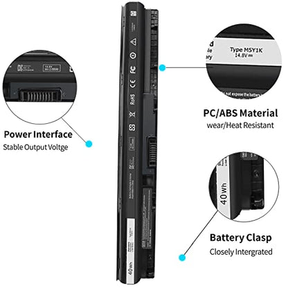 40Wh M5Y1K 14.8V Battery for Dell Inspiron 15 5000 3000 Series 5559 5558 5555 5566 5551 5552 5758 3567 3565 3558 3559 3551 3552 17 5755 5756 5758 5759 14 3451 3452 3458 5458 VN3N0 P63F P47F P51F P64G - size: 10.6 x 1.5 x 0.75 inches M5Y1K BATTERY