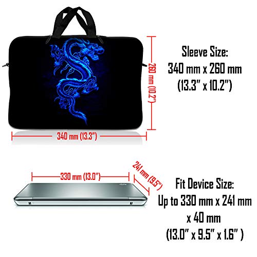 LSS 10 10.2 inch Laptop Sleeve Bag Compatible with Acer, Asus, Dell, HP, Sony, MacBook and more | Carrying Case Pouch w/ Handle , Blue Dragon - color: Blue Dragon, size: 8 in -10.2 in