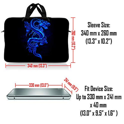 LSS 10 10.2 inch Laptop Sleeve Bag Compatible with Acer, Asus, Dell, HP, Sony, MacBook and more | Carrying Case Pouch w/ Handle , Blue Dragon - color: Blue Dragon, size: 8 in -10.2 in