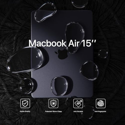 Soonjet Invisible Armor for MacBook Air 15 inch Case M5 M4 M3 M2 2026-2023 | 100% Color Match, Space Gray Clear Matte, Protective Hard Shell, Laptop Cover, Ultra Thin, Anti Crack & Fingerprint & Scratch - color: Space Gray Clear