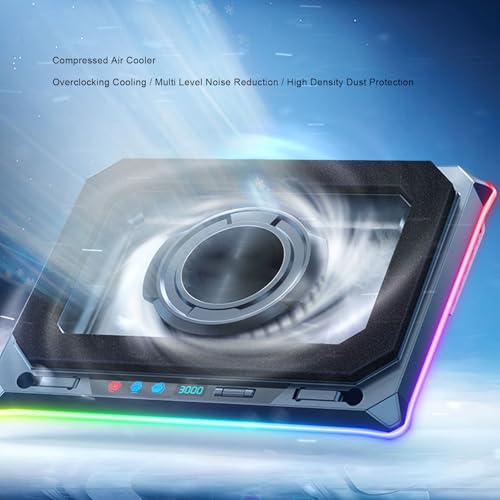 Jectse Laptop Fast Cooling Pad, RGB Gaming Notebook Cooler with 360 Cooling Design, 5.5 inch Fan, 7 Color Options, 10 Lighting Modes, 5 Heights