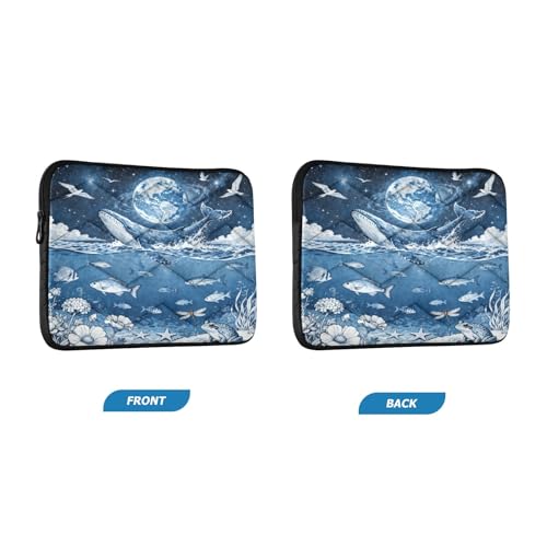Marine Lifes and Earth Blue 15-16 Inch Quilted Laptop Sleeve Case Soft Notebook Protector Bag Computer Carrying Case - color: Marine Lifes and Earth Blue, size: Large