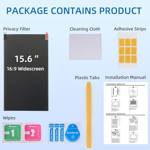 ROVIKE Computer Screen Filter, 15.6 Inch 16:9 Laptop Privacy Filter, Aspect Ratio, Removable, Anti-Glare Eye Protection, Protect Screen